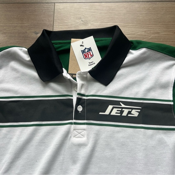 Mens Size Medium Nike New York Jets Polo Shirt White Green NFL - Picture 2 of 5